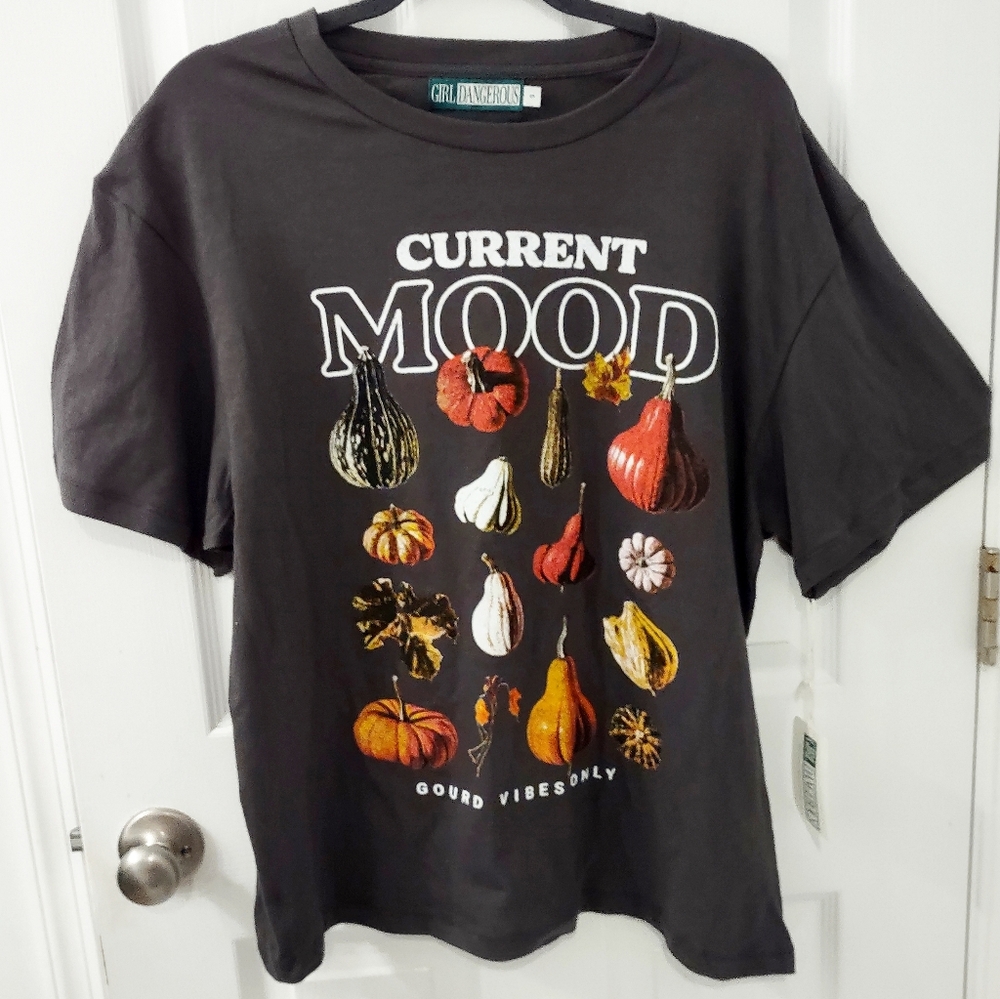 NWT Current Mood Gourd Vibes Only Relaxed Fit Boyfriend Cotton Tee Size S